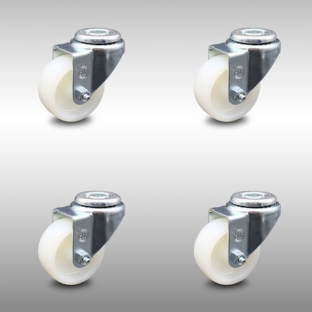Service Caster 3 Inch SS Nylon Wheel Swivel Bolt Hole Caster Set SCC-SSBH20S314-NYS-4